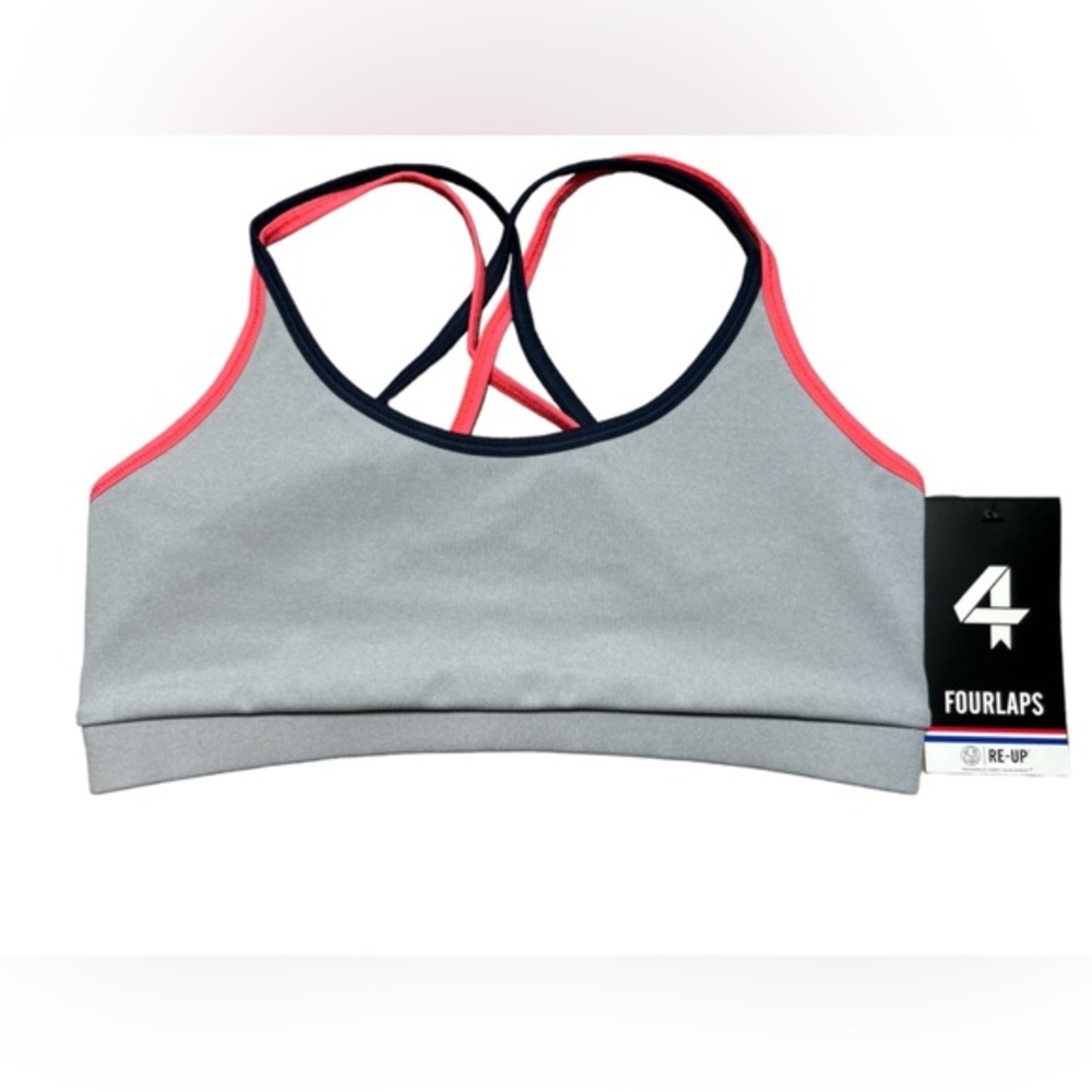 Fourlaps Vitality Sports Bra activewear workout bra Silver size small‎